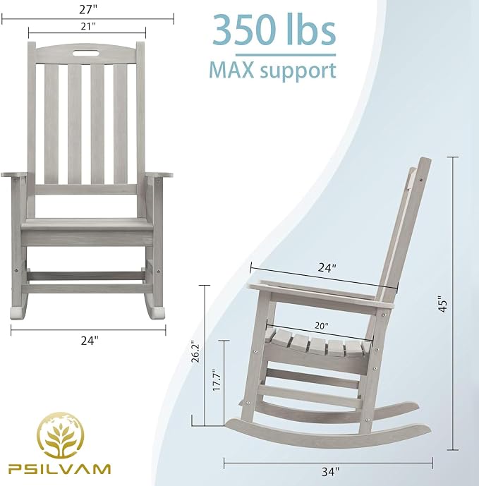 Oversized Outdoor Rocking Chair, HDPE Porch Rocker | High Back Rocking Chairs - Image 3