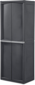 Sterilite 4 Shelf Cabinet, Lockable Utility Storage, Laundry Room or Mudroom by Sterilite