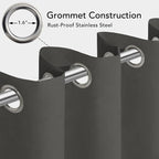 Easy-Going 100% Waterproof Outdoor Curtains 54x84 inch, Dark Grey | Windproof - Image 3