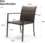 VINGLI Stackable Wicker Chairs Outdoor Dining Chairs Set of 2, All-Weather - Image 3