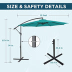 10FT Outdoor Offset Umbrella, Cantilever Patio Umbrella - Image 2