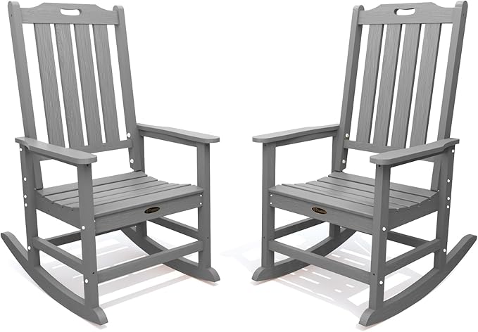 THOEOE Outdoor Rocking Chairs Set of 2, Oversized Patio Rocking Chair | HDPE by THOEOE