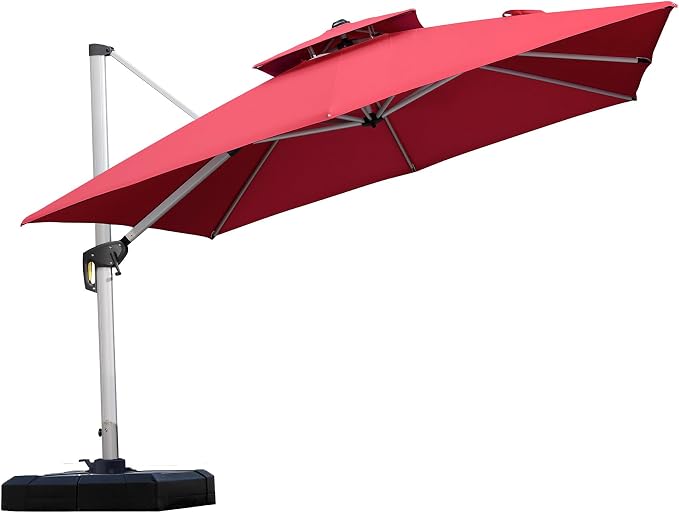 PURPLE LEAF Cantilever Patio Umbrellas 10' x 10' Square Double Top, Terra | by PURPLELEAF