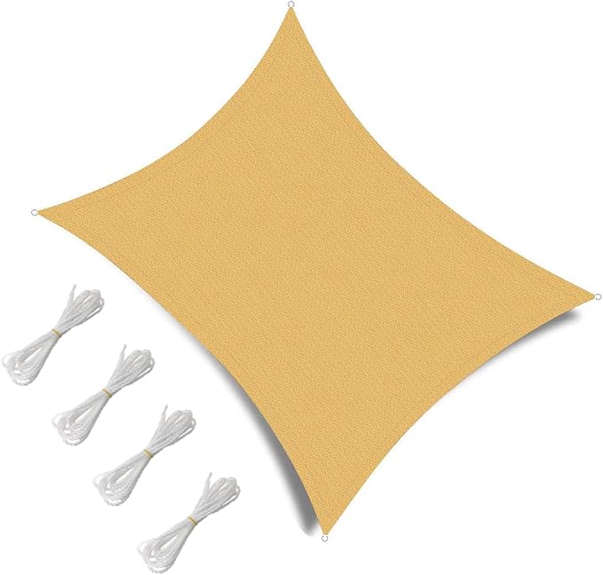 12' x 16' Rectangle Sun Shade Sail, 185 GSM HDPE, Sand | 95% UV block, - Image 2