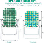 VINGLI Patio Lawn Webbed Folding Chairs Set of 2, Outdoor Beach Chair Portable - Image 3