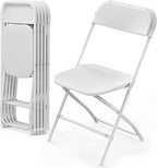 VINGLI 6 Pack White Plastic Folding Chair, Indoor Outdoor Portable Stackable by VINGLI