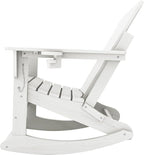 Adirondack Rocking Chair with Ottoman and Cup Holders | HDPE Porch Rocker - Image 8