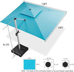 PURPLE LEAF Cantilever Patio Umbrella 10' X 13' Extra Large, Turquoise Blue | - Image 9
