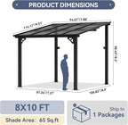 10x8 FT Lean to Gazebo Pergola, Outdoor Wall Mounted Gazebos - Image 2