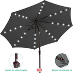 JEAREY 9' Patio Umbrella with Solar Lights, LED Umbrella, Tilt & Crank UV - Image 2