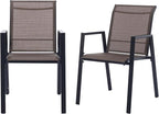 Outdoor Patio Chairs Set of 2, Mocha Stackable Outdoor Chairs, Lightweight - Image 7