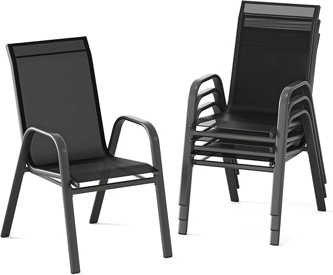 Garvee Patio Chairs Set of 4, Stackable Chairs by Garvee