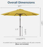 9FT Auto-Tilt Patio Umbrella|Outdoor Market Table Umbrella - Image 7