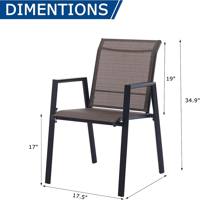 Outdoor Patio Chairs Set of 6, Mocha Stackable Outdoor Chairs, Lightweight - Image 6