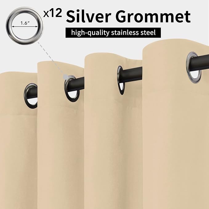 Easy-Going Outdoor Curtains for Patio 1 Panel, 110x120 inch, Weatherproof - Image 2