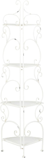 SAFAVIEH Outdoor Collection Turuca Antique White Wrought Iron 4-Tier Corner - Image 4