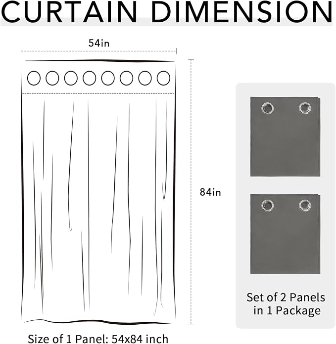 Easy-Going 100% Waterproof Outdoor Curtains 54x84 inch, Dark Grey | Windproof - Image 7