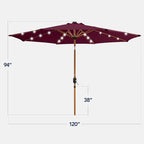 Best Choice Products 10ft Solar Market Patio Umbrella w/Woodgrain Pattern Pole - Image 2