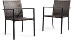 VINGLI Stackable Wicker Chairs Outdoor Dining Chairs Set of 2, All-Weather by VINGLI