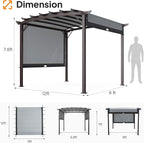 VINGLI 9'x 12' Outdoor Retractable Pergola Canopy - Image 2