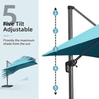 PURPLE LEAF Patio Umbrella 9' x 11.5' All-Day Shade Control Turquoise | More - Image 7