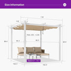 PURPLE LEAF Outdoor Pergola 10' x 10' White Pergola, Double Canopy, Khaki | - Image 3