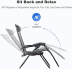 Nazhura Set of 2 Relaxing Recliners Patio Chairs Adjustable Steel Mesh Zero - Image 4