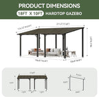 Aoxun 18’x10’ Gazebo with Aluminum Frame & Polycarbonate Panel, Outdoor Patio - Image 5
