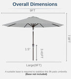 9FT Auto-Tilt Patio Umbrella|Outdoor Market Table Umbrella - Image 7