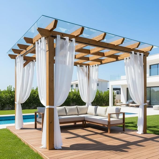 Semi Voile White Sheer Outdoor Curtains by HolidayIdeas