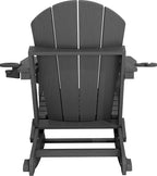 Adirondack Rocking Chair with Ottoman and Cup Holders | HDPE Porch Rocker - Image 9