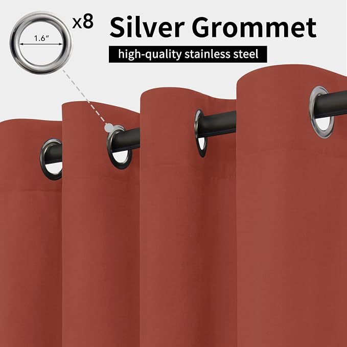 Easy-Going Outdoor Curtains for Patio 1 Panel, 54x84 inch, Terra Red | - Image 2