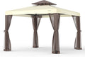 10’x10’ Patio Gazebo Canopy Tent w/Removable Netting, Ventilated Double-tier Top by GOJOOASIS