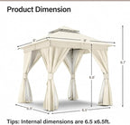 8'x8' Outdoor Gazebo, Heavy Duty Metal Frame Patio Canopy - Image 2