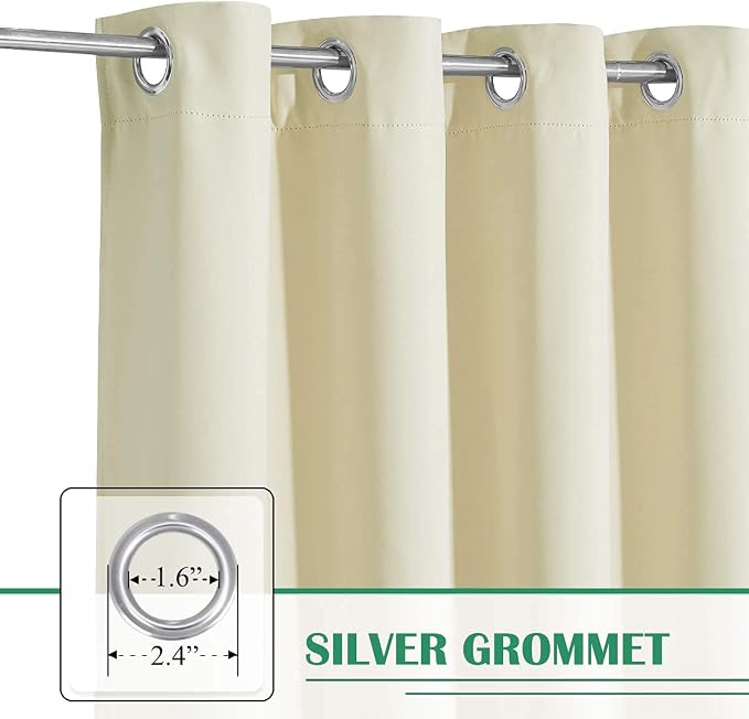 Outdoor Curtains Extra Wide W70 x L95 Inch Natural Beige, 1 Panel | Outdoor - Image 2