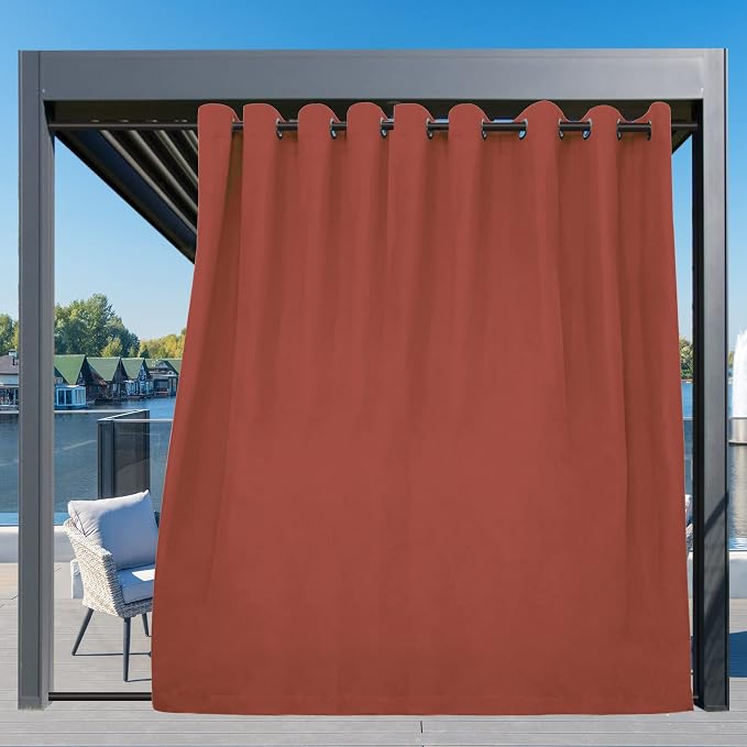 Easy-Going Outdoor Curtains for Patio 1 Panel, 150x84 inch, Terra Red | - Image 3