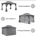 10'x12' Outdoor Gazebo, Heavy Duty Metal Frame Patio Canopy - Image 2