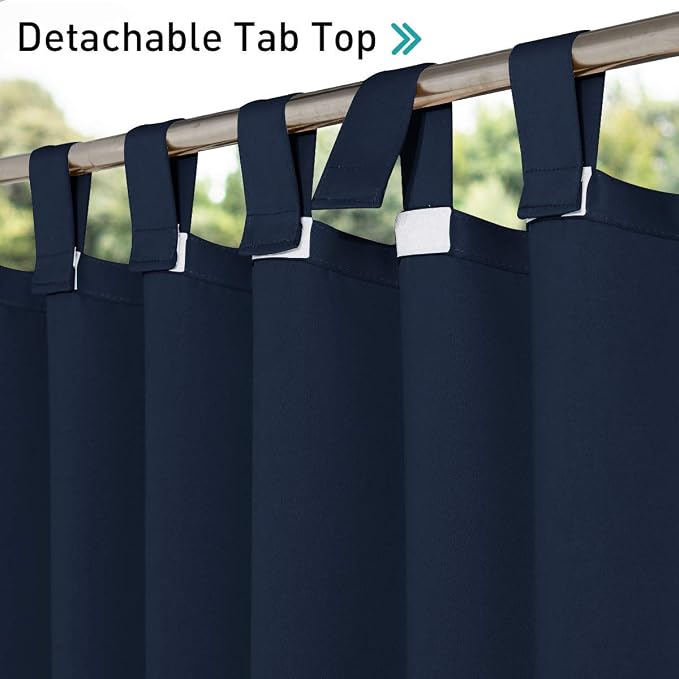 NICETOWN 2 Panels Navy Blue Outdoor Curtainss - Image 3