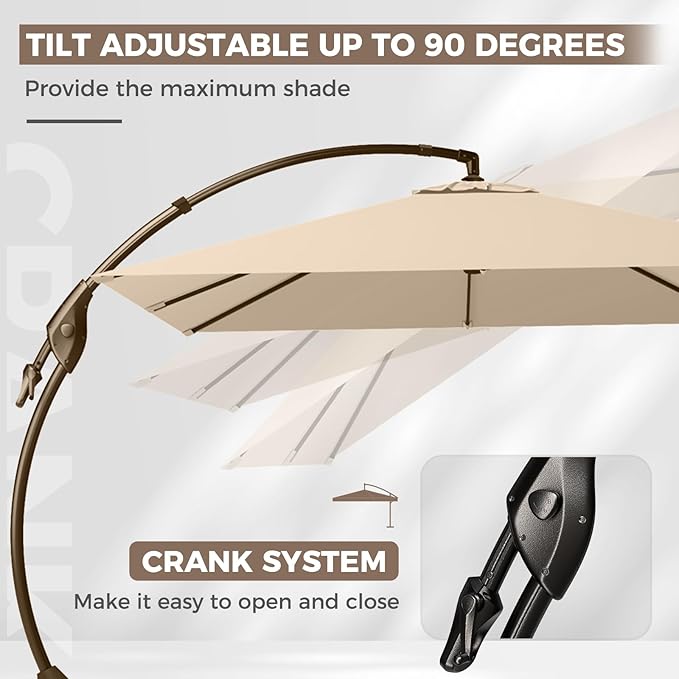 Grand patio 10x10 FT Large Cantilever Square Umbrella - Image 5