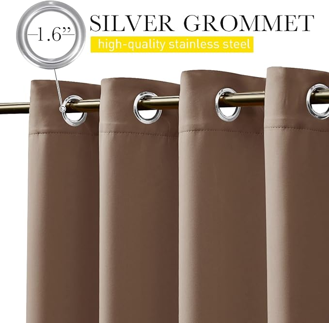 NICETOWN Weighted Curtains for Patio Waterproof W66xL84 Tan 2 Panels | Gazebo - Image 8