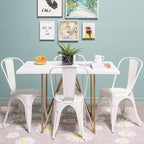 FDW | Set of 4 Metal Dining Chairs | Cream | Stackable Tolix Side Chairs - Image 7