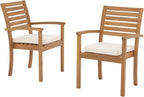 Stackable Patio Dining Chairs Set of 2, Acacia Wood, Stackable Design by OCOrange-Casual