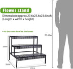 3-Tier Rectangular Metal Plant Stand, Ladder Flower Pot Rack | 3-tier stair - Image 4