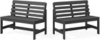 SERWALL Armless Outdoor Bench, All Weather HDPE Porch Bench, 2 Pack, Suitable by SERWALL