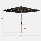 Best Choice Products 10ft Solar Market Patio Umbrella w/Woodgrain Pattern Pole - Image 2