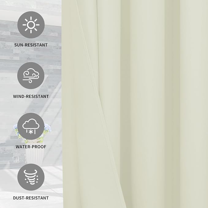 Easy-Going 100% Waterproof Outdoor Curtains 110x108 inch, Gazebo and Pergola 1 - Image 5