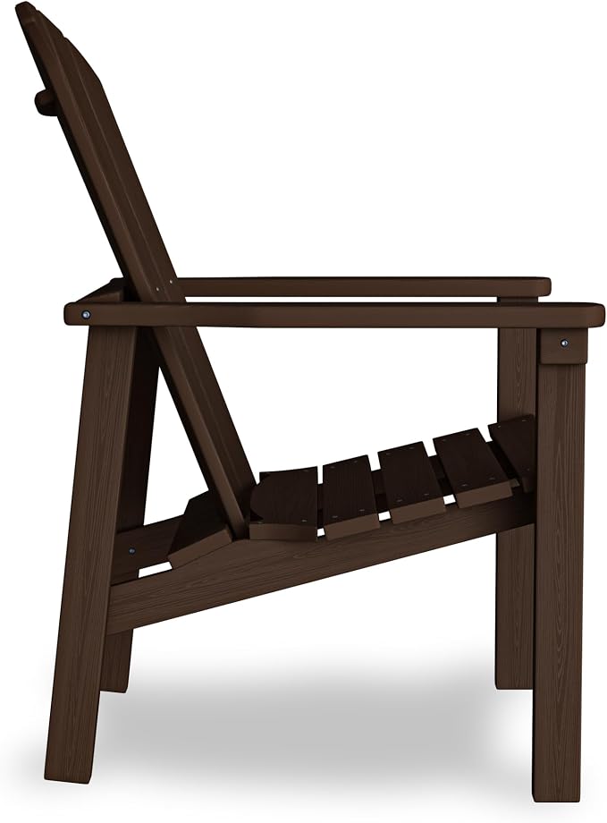 Compact Stackable Adirondack Chair, All Weather HDPE, Coffee | 26.3" Wide HDPE - Image 8