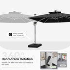 PURPLE LEAF Cantilever Umbrella 10' X 10' Double Top Solar LED Light, Stays - Image 8