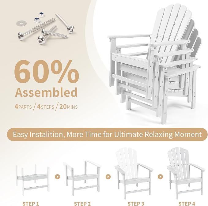 Oversized Stackable Adirondack Chair, HDPE All-Weather Fire Pit Chair | - Image 8