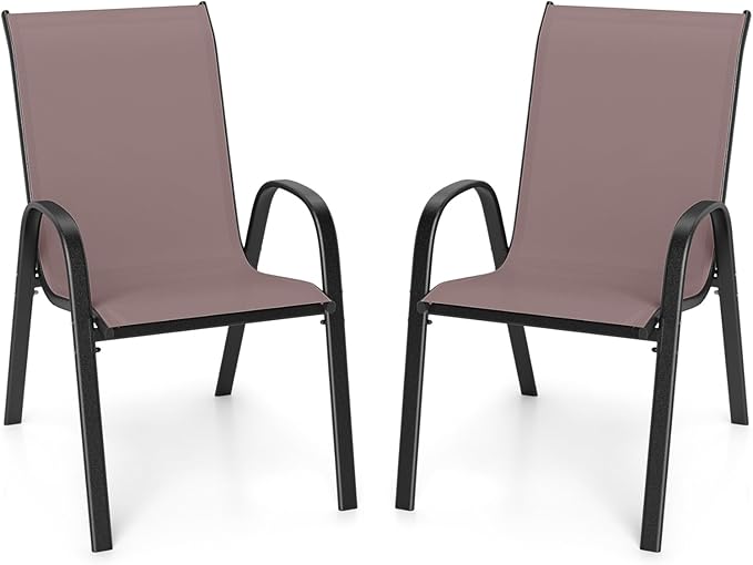 Giantex Patio Chairs Set of 2, Stackable Outdoor Dining Chairs by Giantex